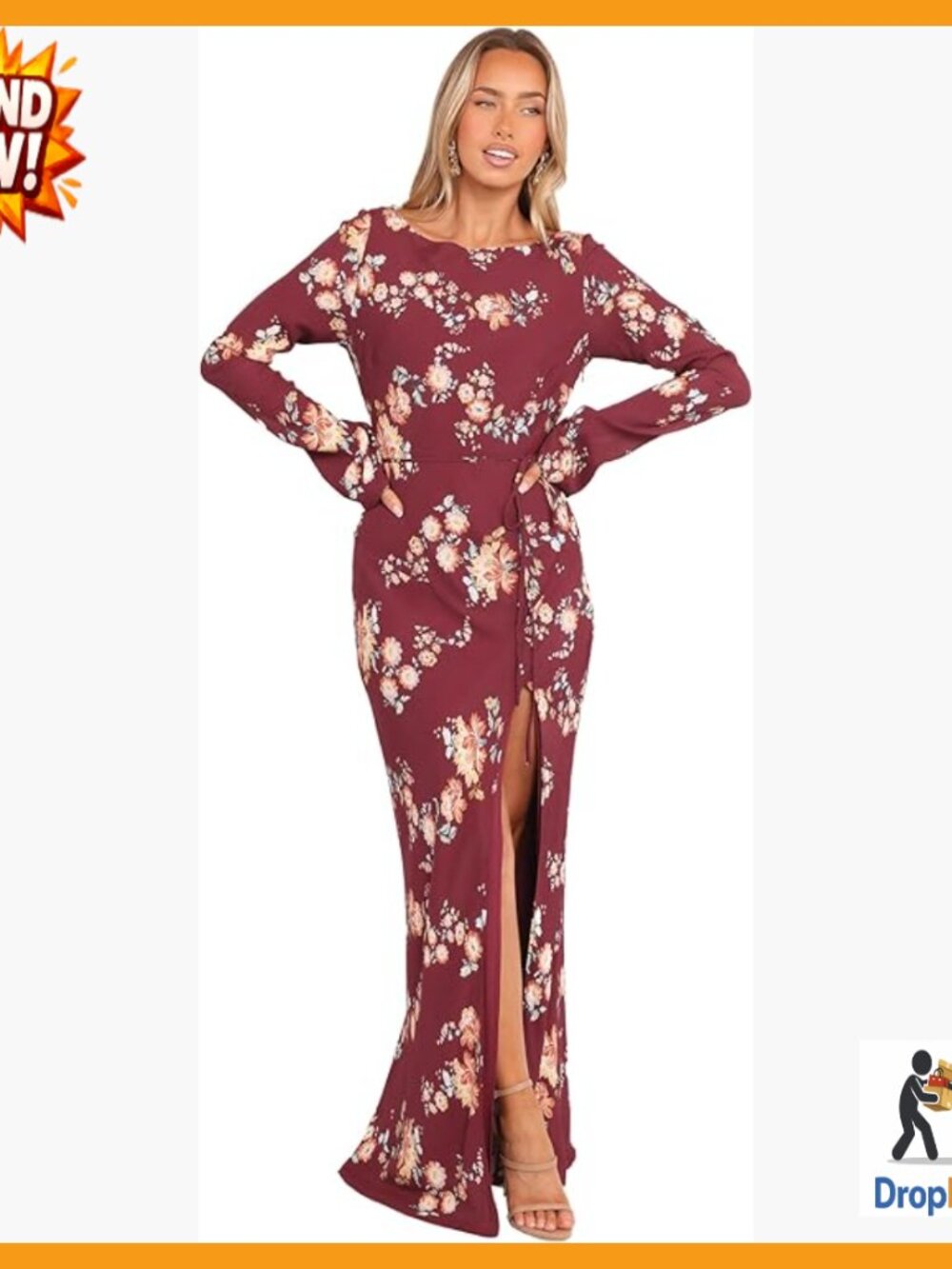 Maxi Dress Elegant Boho Chic Long Sleeve Cowl Back Evening Party Wear